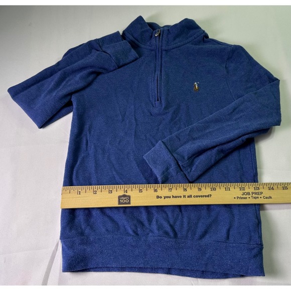 Polo Ralph Lauren Kids Blue Cotton 1/4 Zip Pullover Sweatshirt Size 7 Flesh Pony - Picture 5 of 8